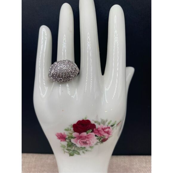 Judith Ripka 0.75ctw Cubic Zirconia Cluster Ring Sterling Silver Size 9 Statemen - Picture 1 of 10